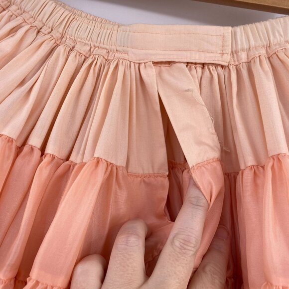VTG Pastel rainbow square Dance crinoline skirt size small med peach 90s - Picture 6 of 9